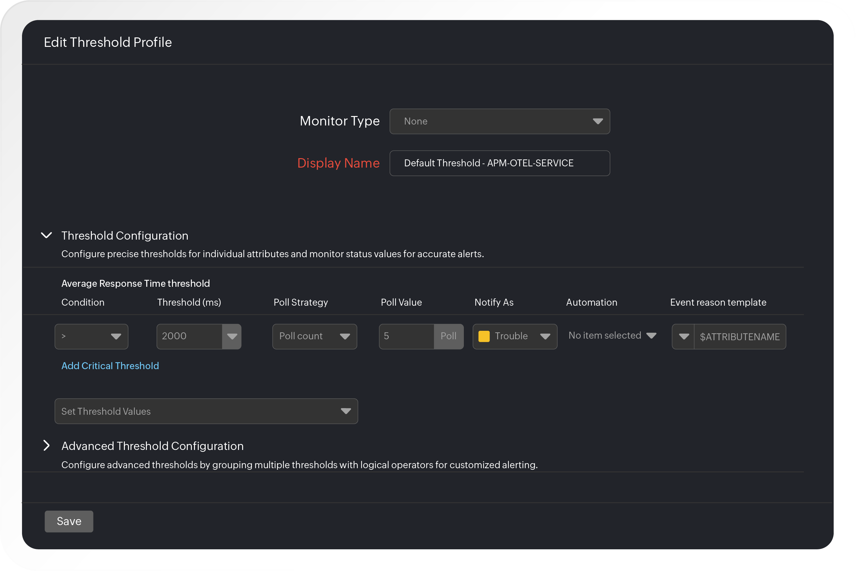Route incidents to the right teams with threshold configuration profiles in Site24x7 with OpenTelemetry.