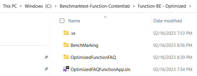 Contents of the Function-BE - Optimized source code folder 