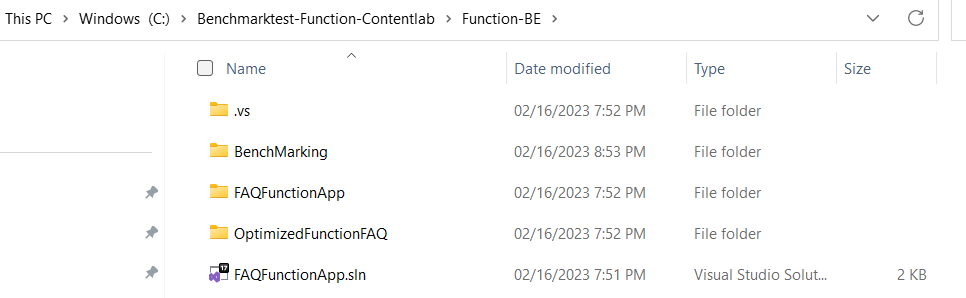 Contents of the Function-BE source code folder 