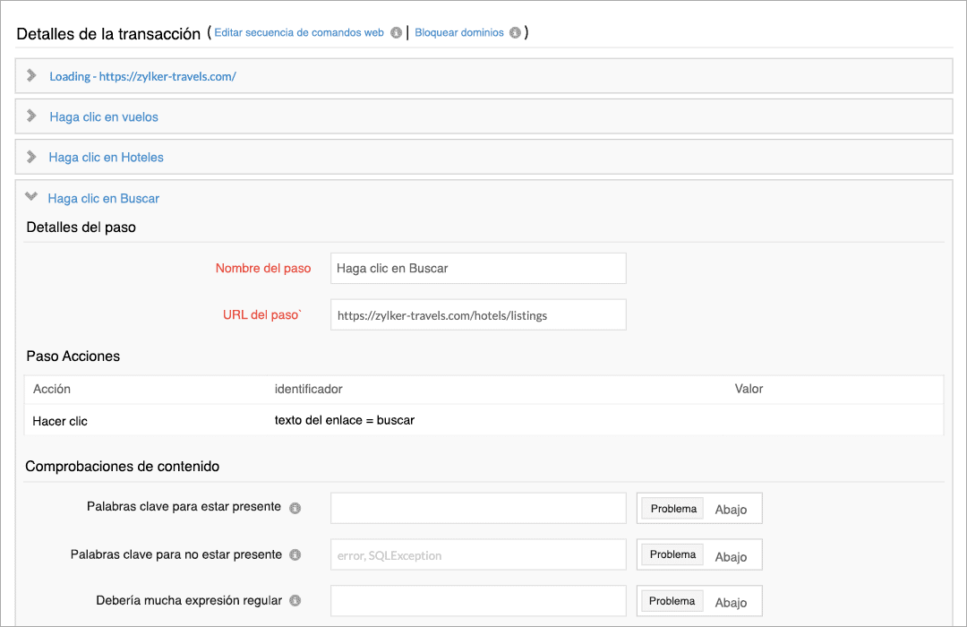 A page showing details of a multi-step transaction