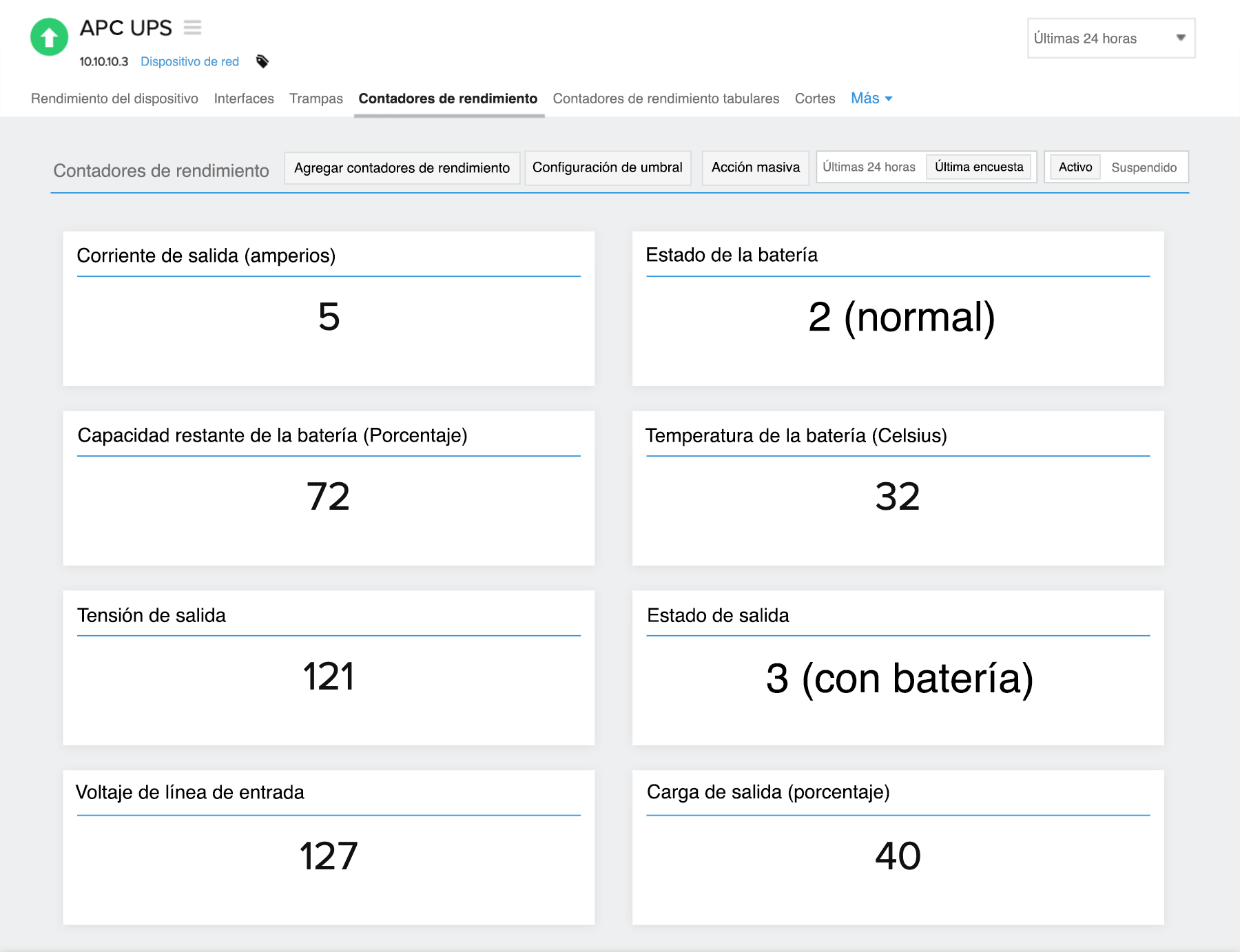 UPS performance monitoring metrics