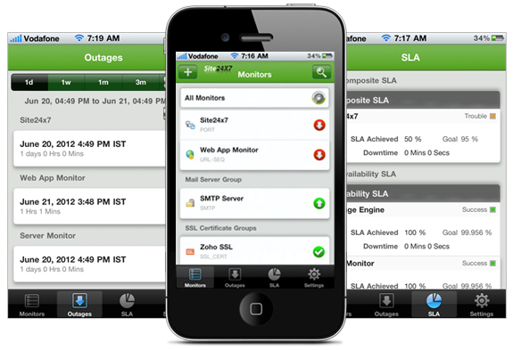 iPhone app for Site24x7