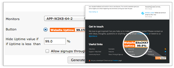 Site24x7 Uptime Button