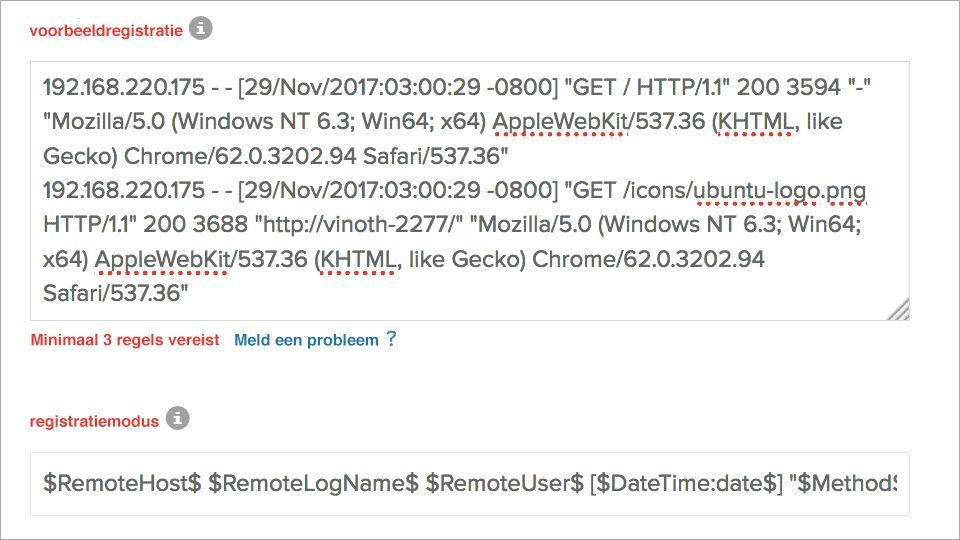 Field Split of Apache webserver logs