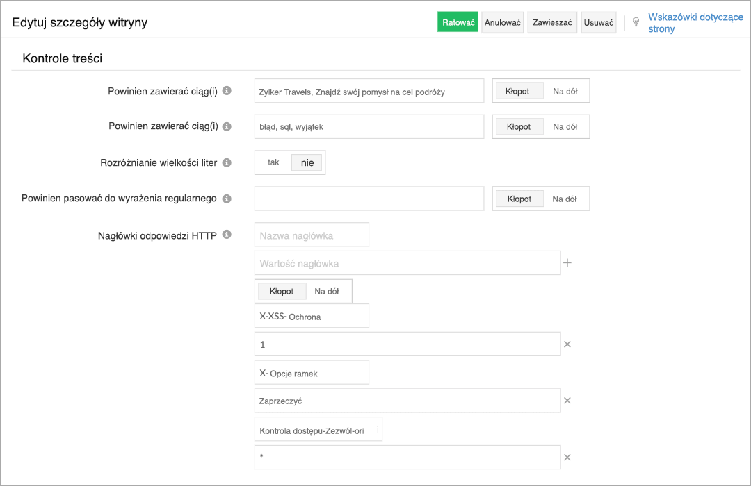 A form dispalying labels and corresponding input fields for content checks