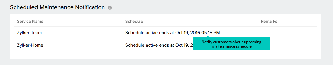 Schedule Maintenanace Notification