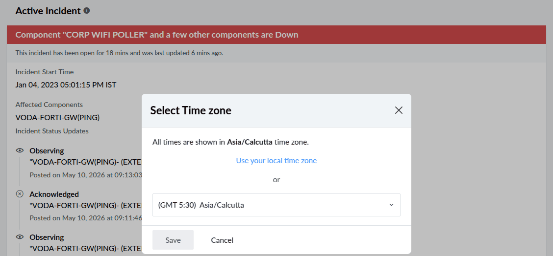 Select time Zone