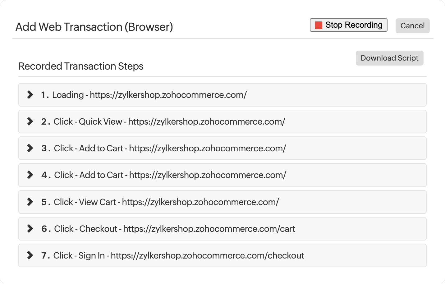 synthetic transaction monitoring